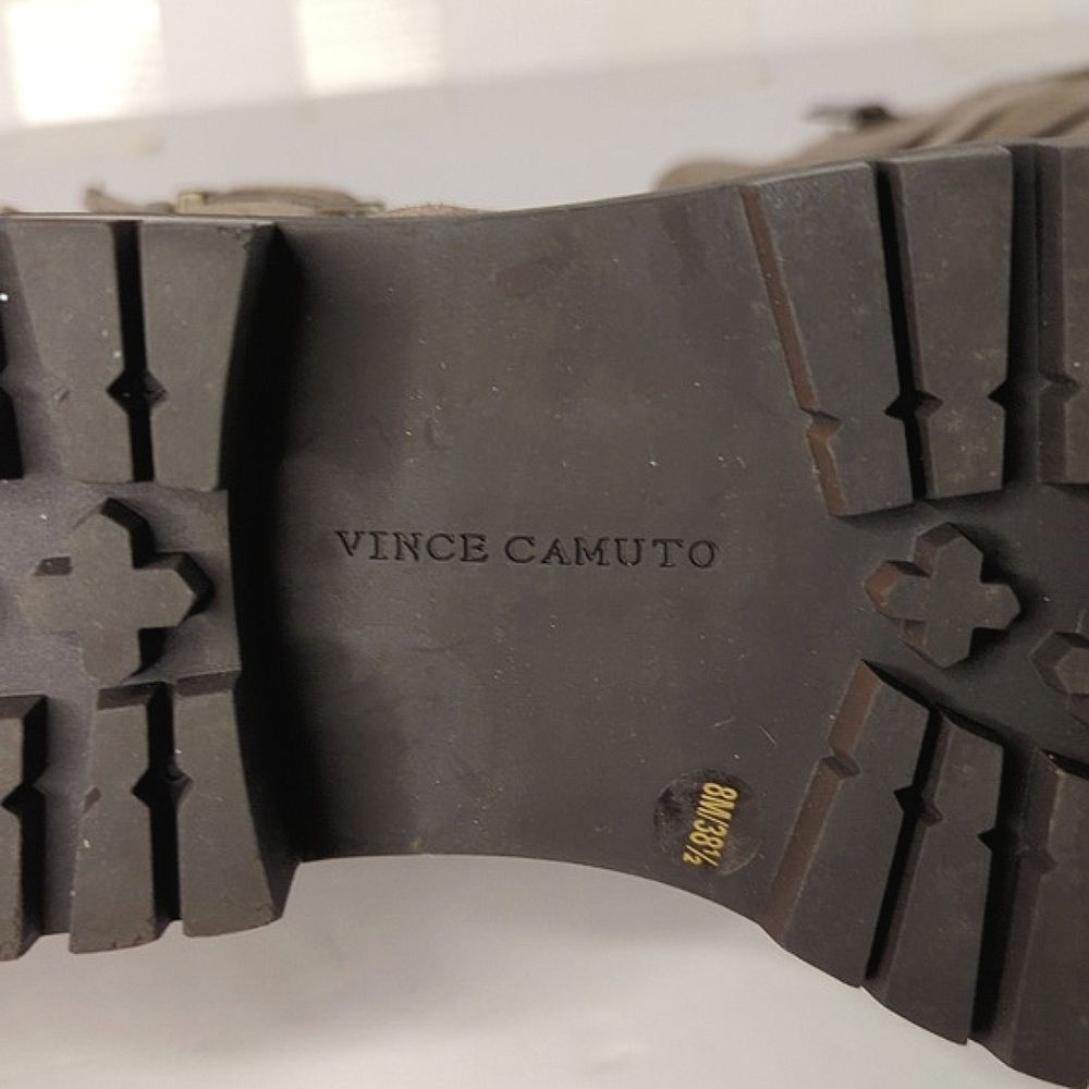 Vince Camuto Tan Suede Combat Moto Boots - Women's Size 8 Buckle Strap Grunge - Picture 8 of 13